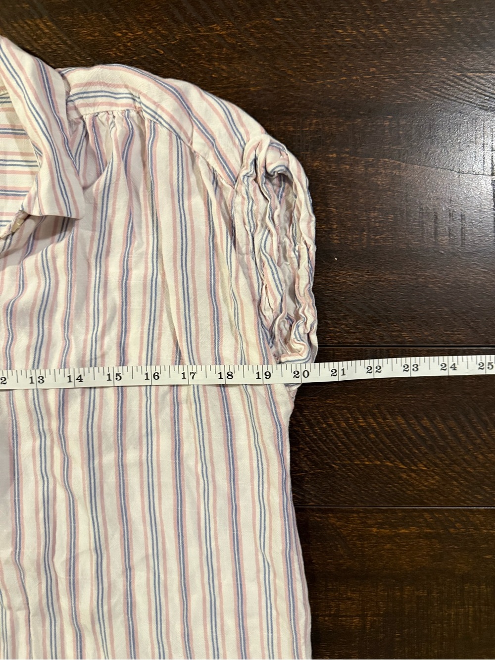 LOFT Striped Button Front Cap Sleeve Collared Rayon Blouse Pink Blue S - Picture 8 of 10